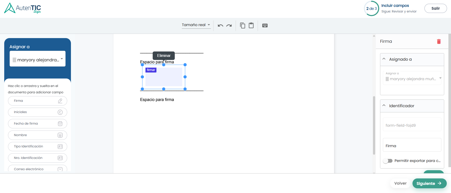 screenshot of AutenTIC Sign